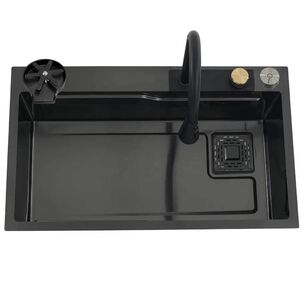 Lavaplatos Multifuncional Cascada Sobre Cubierta Domsa Mds7546a-black 75x46x23cm