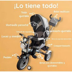 Triciclo Reversible 360&deg; Con Luces 101 Negro Lubabycas