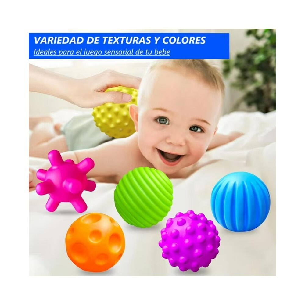 Pack 6 Pelotas Sensoriales Texturizadas Para Bebes image number 1.0