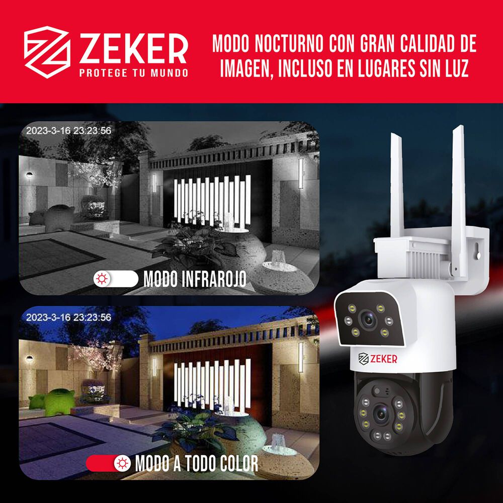Pack X3 C&aacute;mara De Seguridad 5g Zeker Doble 4mp Impermeable image number 4.0