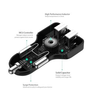Aukey Cargador De Vehículo 2 Puertos Usb Aipower Negro - Cc-s3