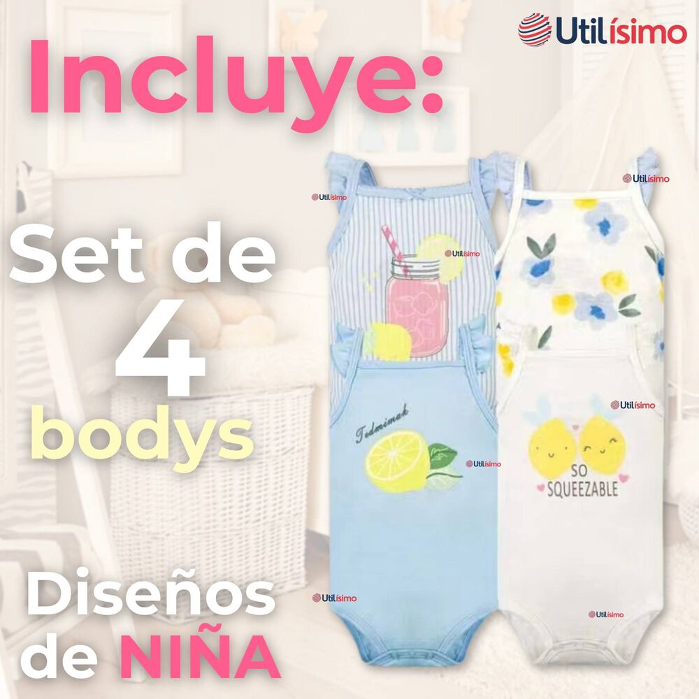 Pack 4 Bodys Ni&ntilde;a Sin Manga Tedmimak 100% Algod&oacute;n Princess Summer image number 1.0