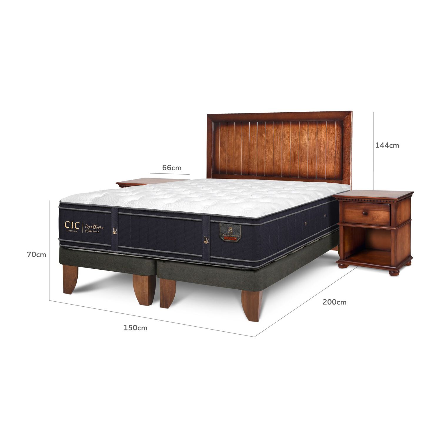 Cama Europea Cic Grand Premium / 2 Plazas / Base Dividida + Set De Maderas image number 2.0
