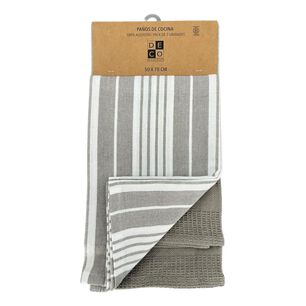 Paño De Cocina Decoexpress Set 2 Paños De Cocina Lineas Gris / 2 Piezas