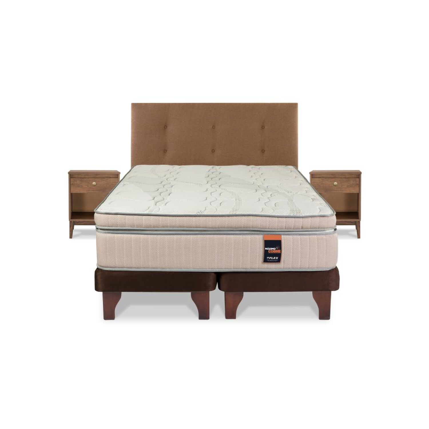Cama Europea Flex M&aacute;ximo Cobre / 2 Plazas / Base Dividida + Set De Maderas image number 1.0