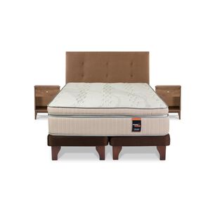 Cama Europea Flex M&aacute;ximo Cobre / 2 Plazas / Base Dividida + Set De Maderas