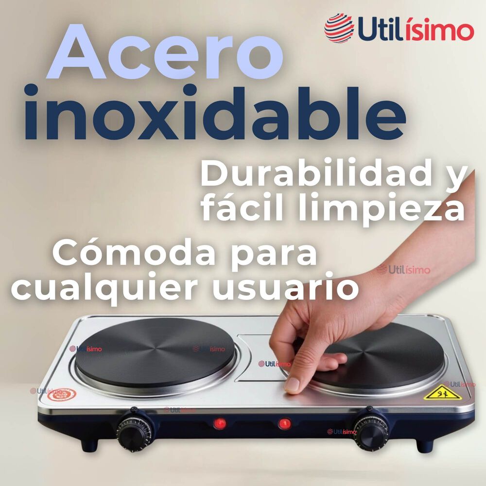 Cocina Encimera Eléctrica 2 Platos 2000w Cocinilla Premium Plateada image number 7.0