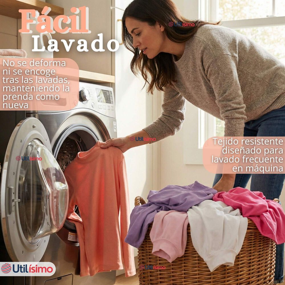 Polera Camiseta Bamb&uacute; Salm&oacute;n Cuello Beatle Primera Capa Manga Larga Ni&ntilde;a image number 9.0