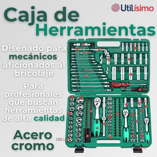 Set Caja De Herramientas 216 Piezas Dados Y Llaves Acero Cromo