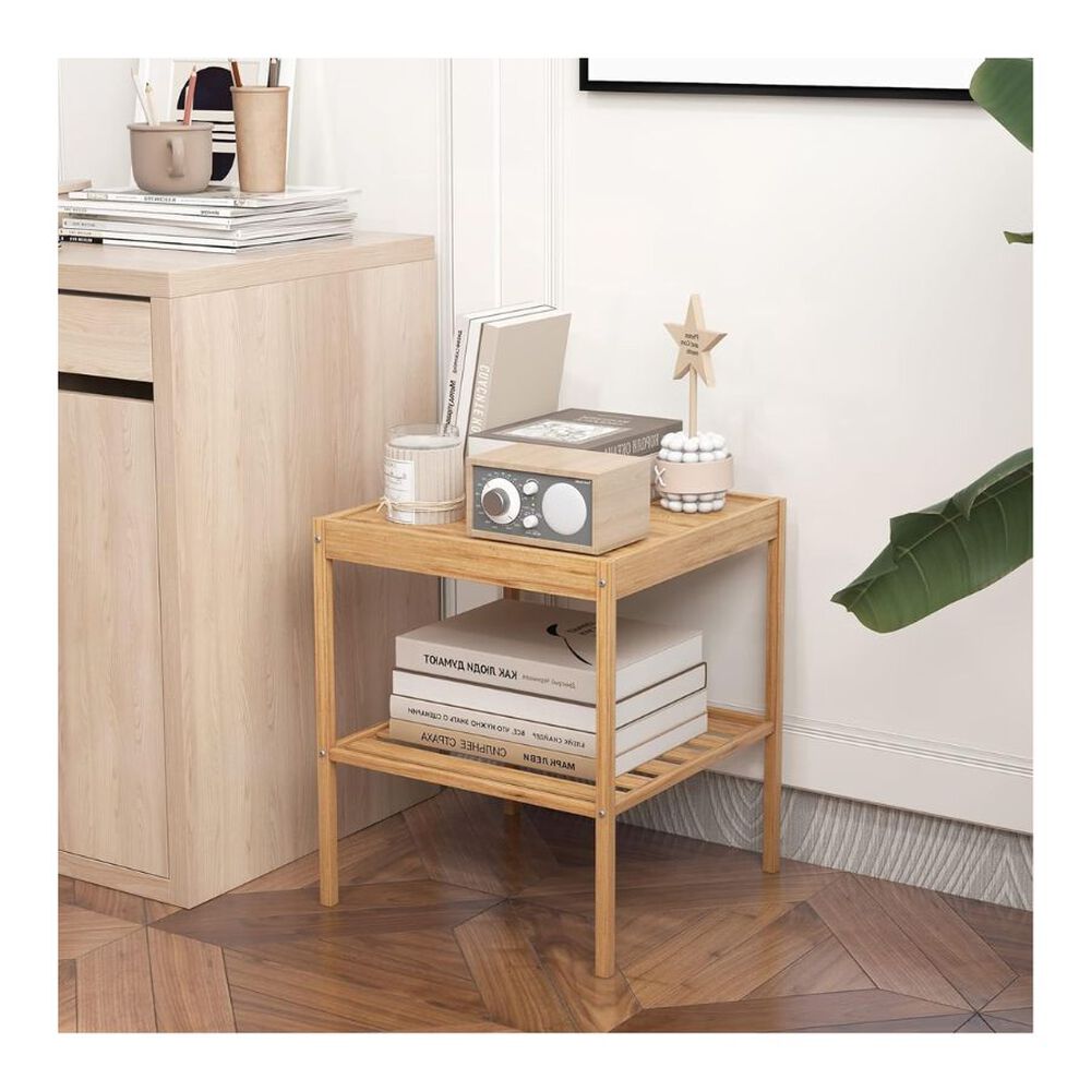 Set 2 Mesa Auxiliar De Bamb&uacute; 2 Niveles image number 2.0