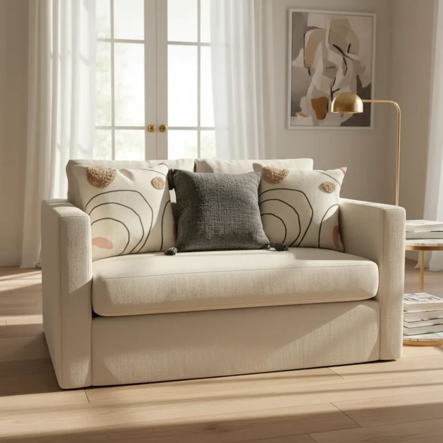 Set De 3 Cojines Decorativos Boho Abstracto Beige Y Gris image number 2.0