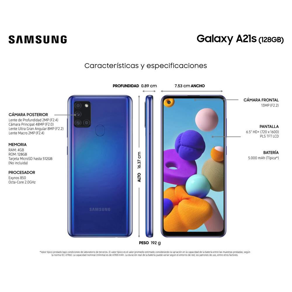 Smartphone Samsung A21s Azul / 128 Gb / Liberado image number 7.0
