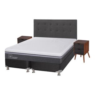 Box Spring Cic Ortopedic / 2 Plazas / Base Dividida  + Set De Maderas