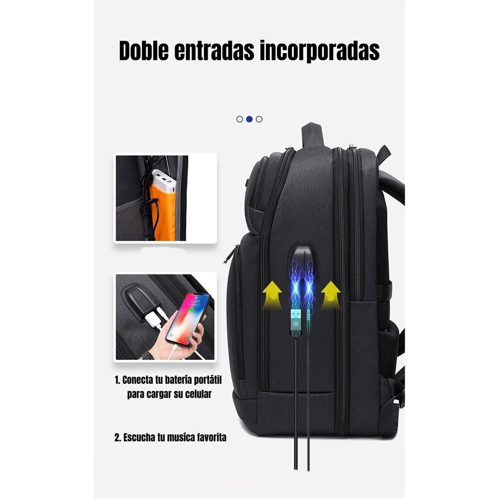Mochila Notebook Inteligente Con Usb Negra By Lubabycas image number 3.0