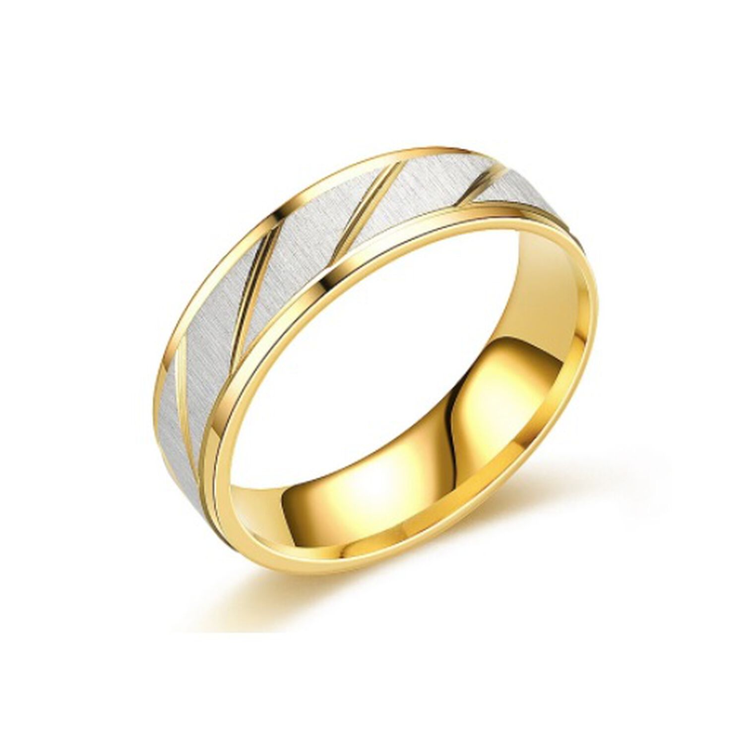 Anillo Titanio Pareja Compromiso Dama Onda Dorada M 4mm image number 0.0