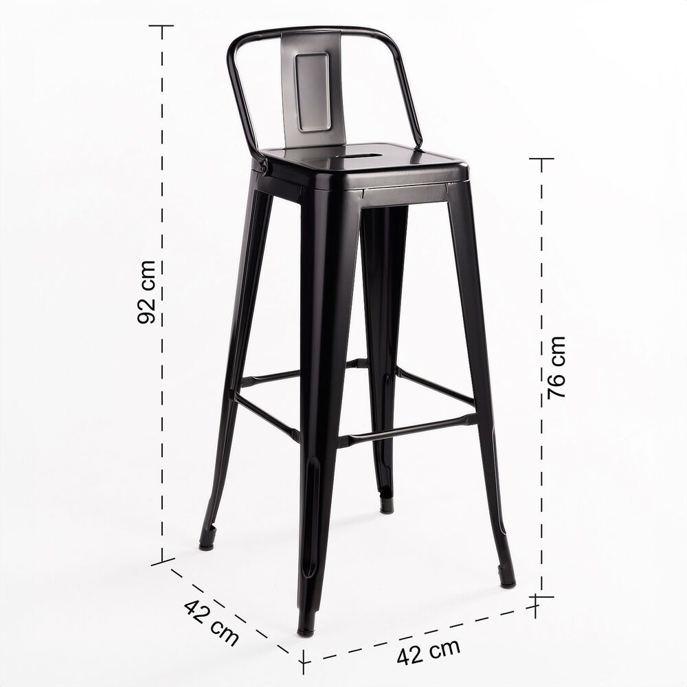Pack 4 Piso Taburete Tolix Con Respaldo Negro image number 8.0