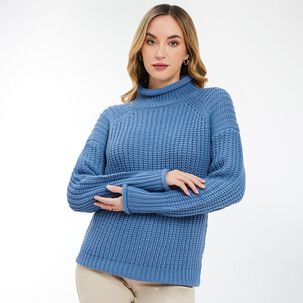 Sweater Liso Manga Larga Cuello Alto Mujer Geeps