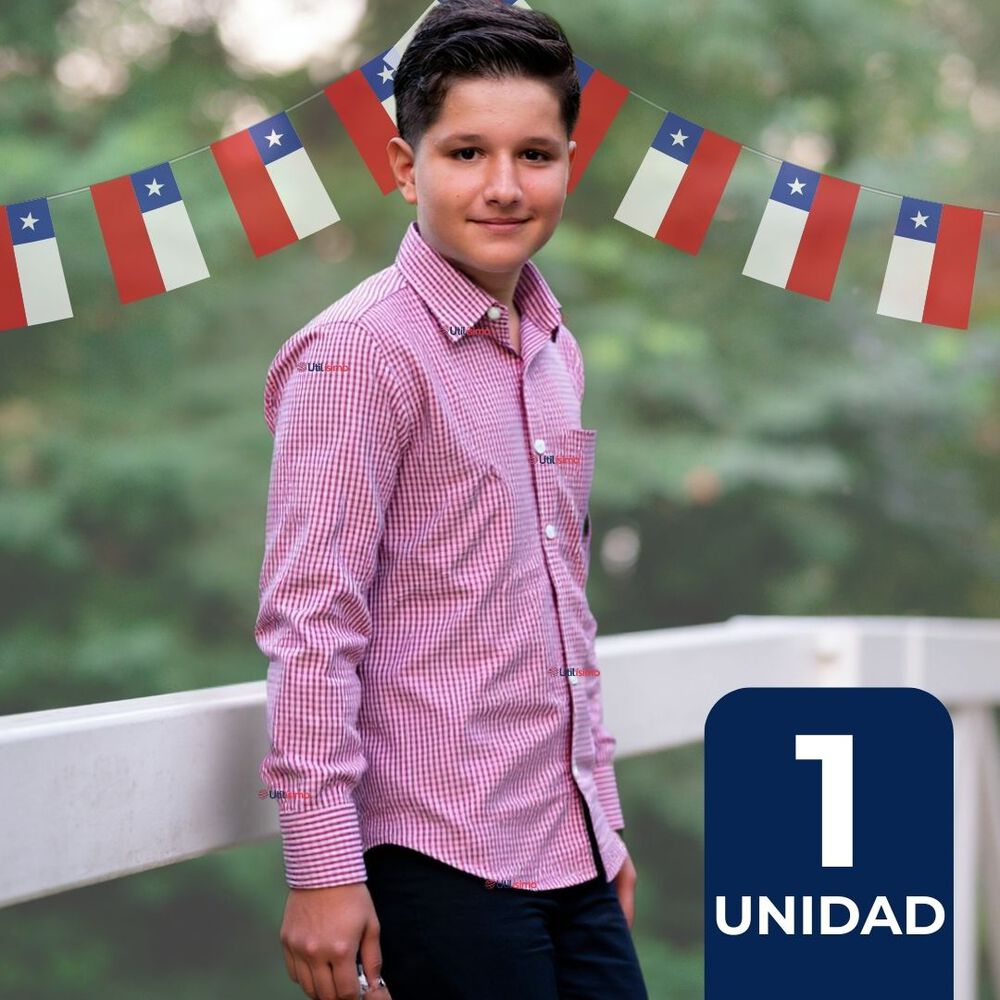 Camisa Huaso Cuadrillé Algodón Niño Juvenil Color Rojo image number 0.0