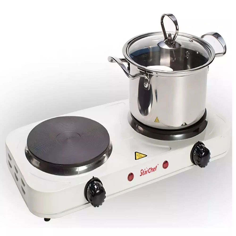 Cocinilla Eléctrica Encimera Portátil 2 Platos Práctica Color Blanco image number 2.0