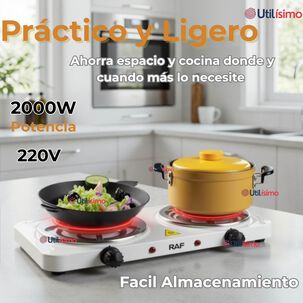 Cocina Eléctrica 2 Platos 2000w Cocinilla Portátil Blanco