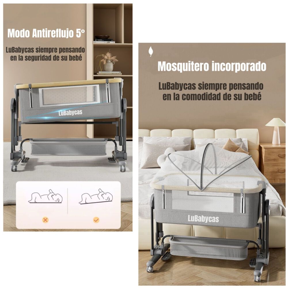 Cuna Colecho Con Mudador Colch&oacute;n Mosquitero Lubabycas Rosada image number 1.0