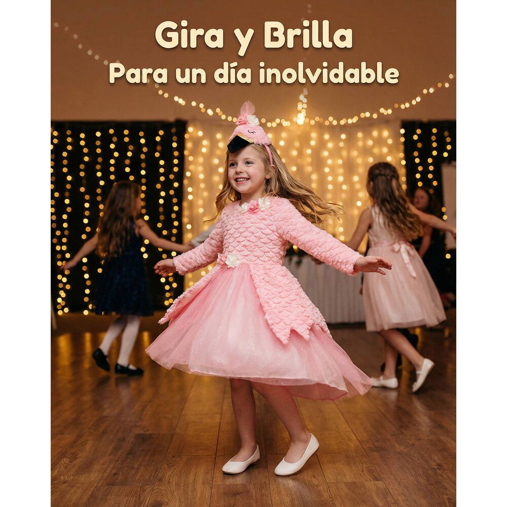 Disfraz Infantil De Flamenco Con Vestido Y Tocado De Ave, Perfecto Para Presentaciones, Carnaval, Halloween Y Fiestas Tem&aacute;ticas image number 5.0