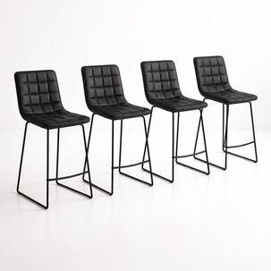 Pack De 4 Taburetes Milano Cuero Sintetico Con Patas Met&aacute;licas Estilo Industrial