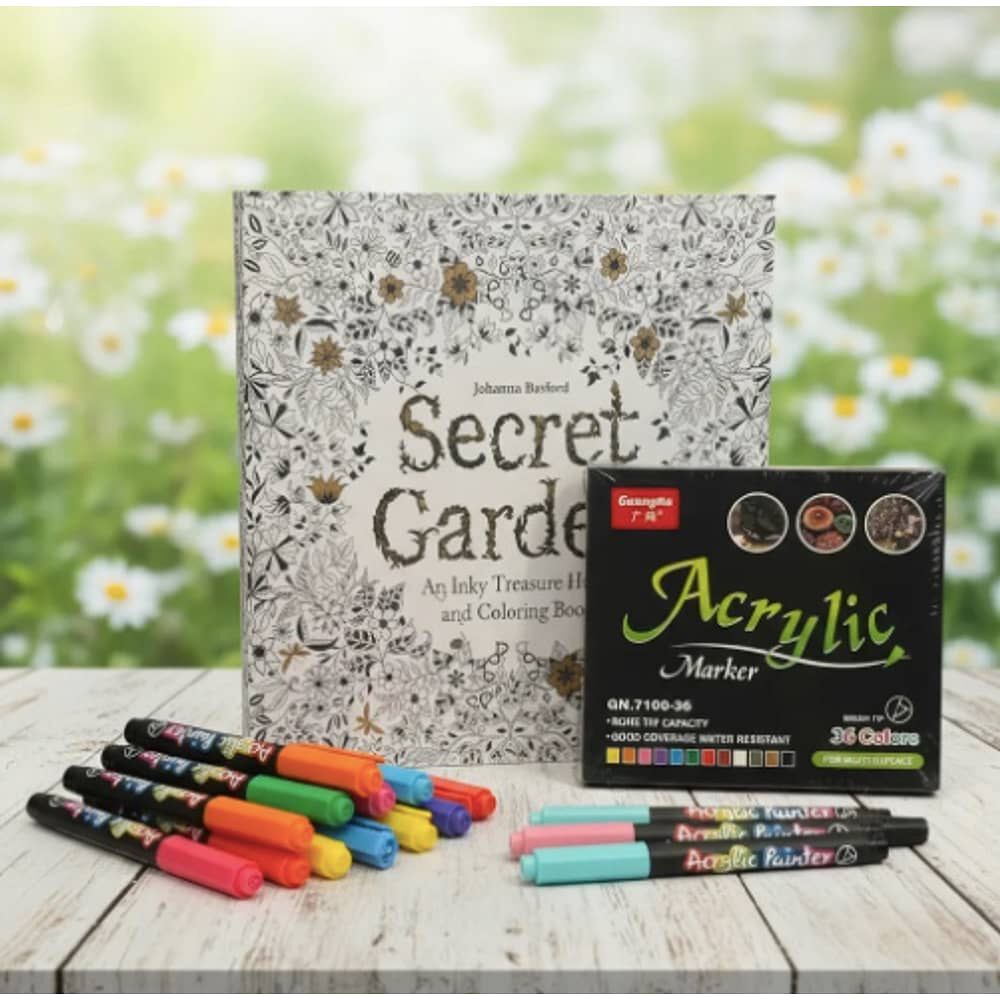 Libro Para Colorear Mandala Premium + 24 Lapic&eacute;s Acrilicos image number 3.0