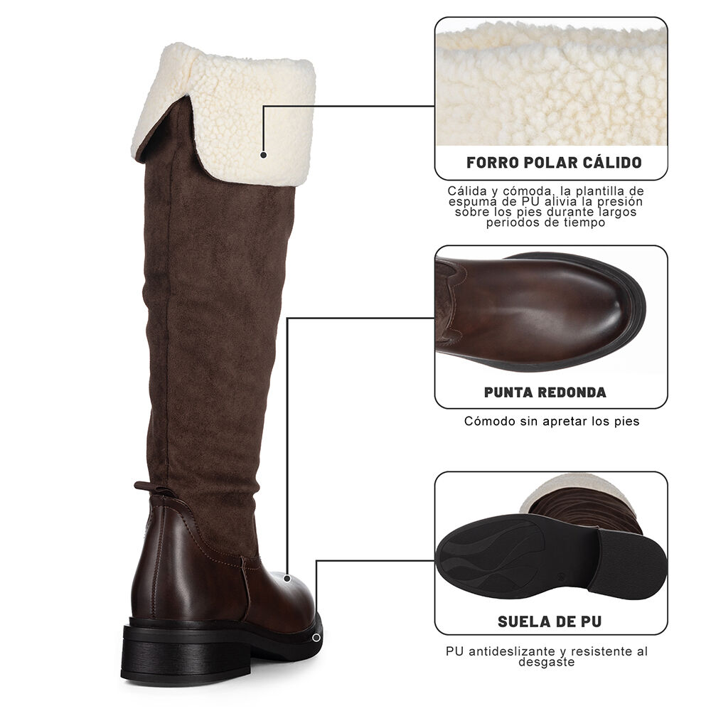 Bota Larga Mujer Moda Gamuza Con Felpa Vintage Weide Czy601 image number 10.0