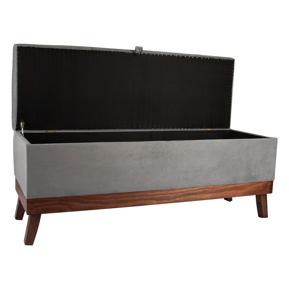 Banqueta Con Baúl Incy Gris Felpa 120x40x50 Cm Máxima Design image number 2.0