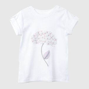 Polera Blanca Flor Adulto Algodón Peruano