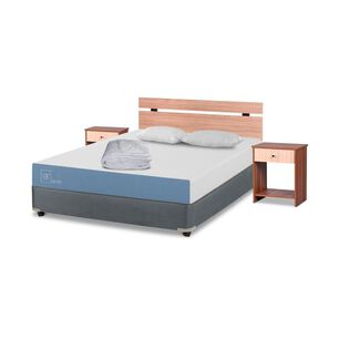 Cama Americana Cic Excellence / 2 Plazas / Base Normal + Set De Maderas + Textil