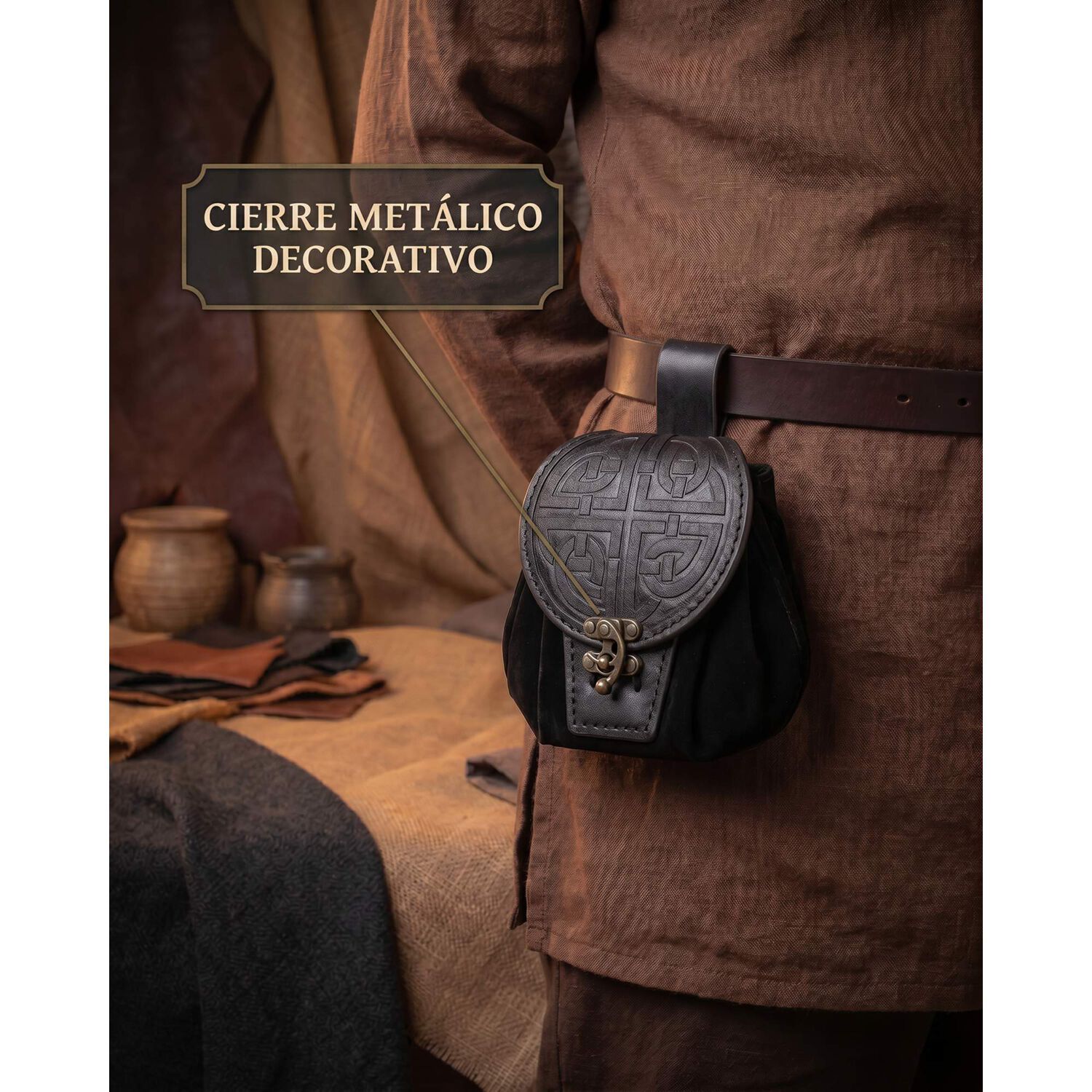 Bolso Medieval Para Cintur&oacute;n Con Broche N&oacute;rdico Vikingo image number 10.0