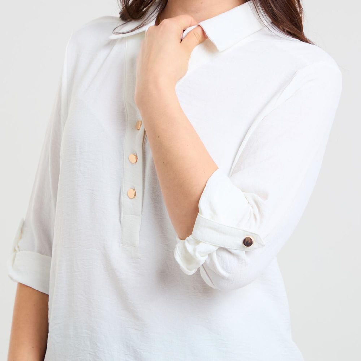 Blusa Lisa Manga Larga Roll Up Mujer Sexy Large image number 4.0