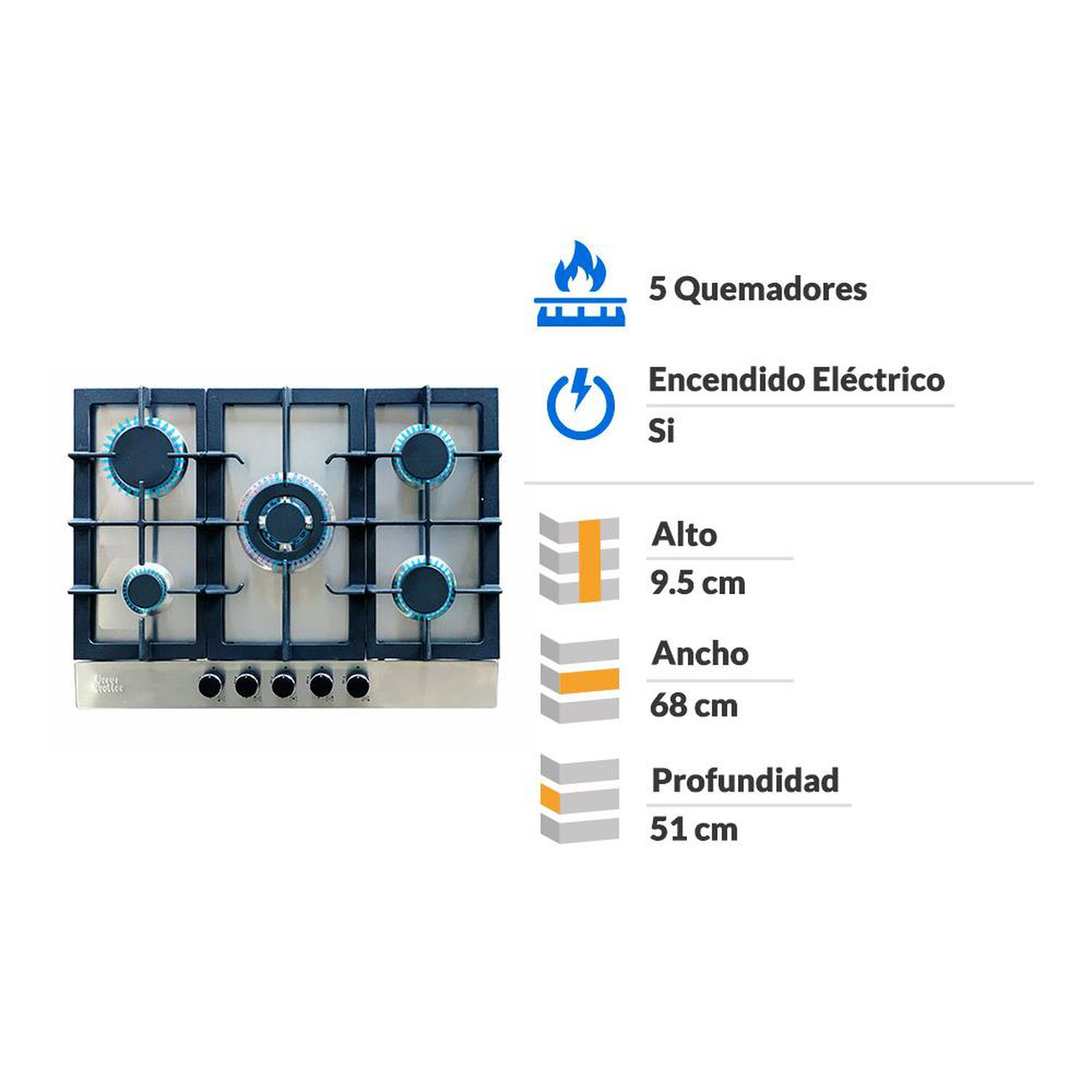 Encimera A Gas Ursus Trotter UT Prime GT5.7 GL / 5 Quemadores image number 1.0