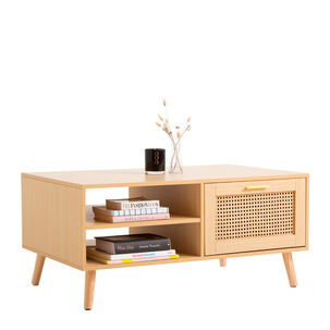 Mesa De Centro Con Rattan Y Madera Mdf