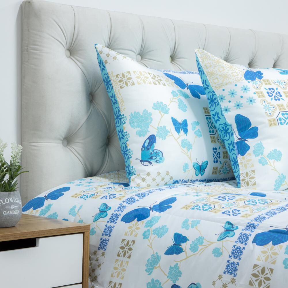 Set Plumón + 2 Almohadas Casaideal Mariposa Azul / 2 Plazas image number 1.0
