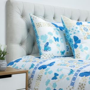 Set Plumón + 2 Almohadas Casaideal Mariposa Azul / 2 Plazas