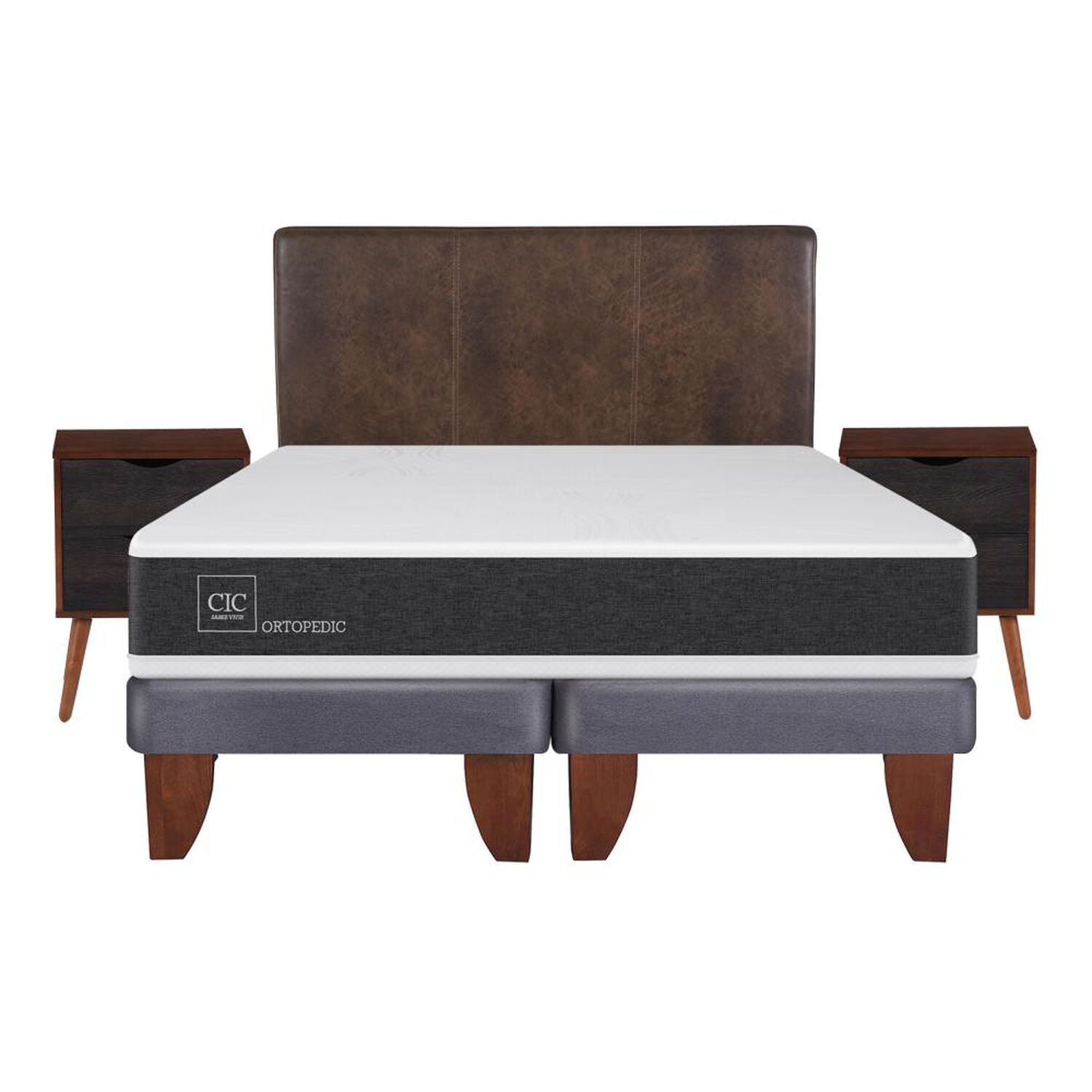 Cama Europea Cic Ortopedic / King / Base Dividida  + Set De Maderas image number 0.0