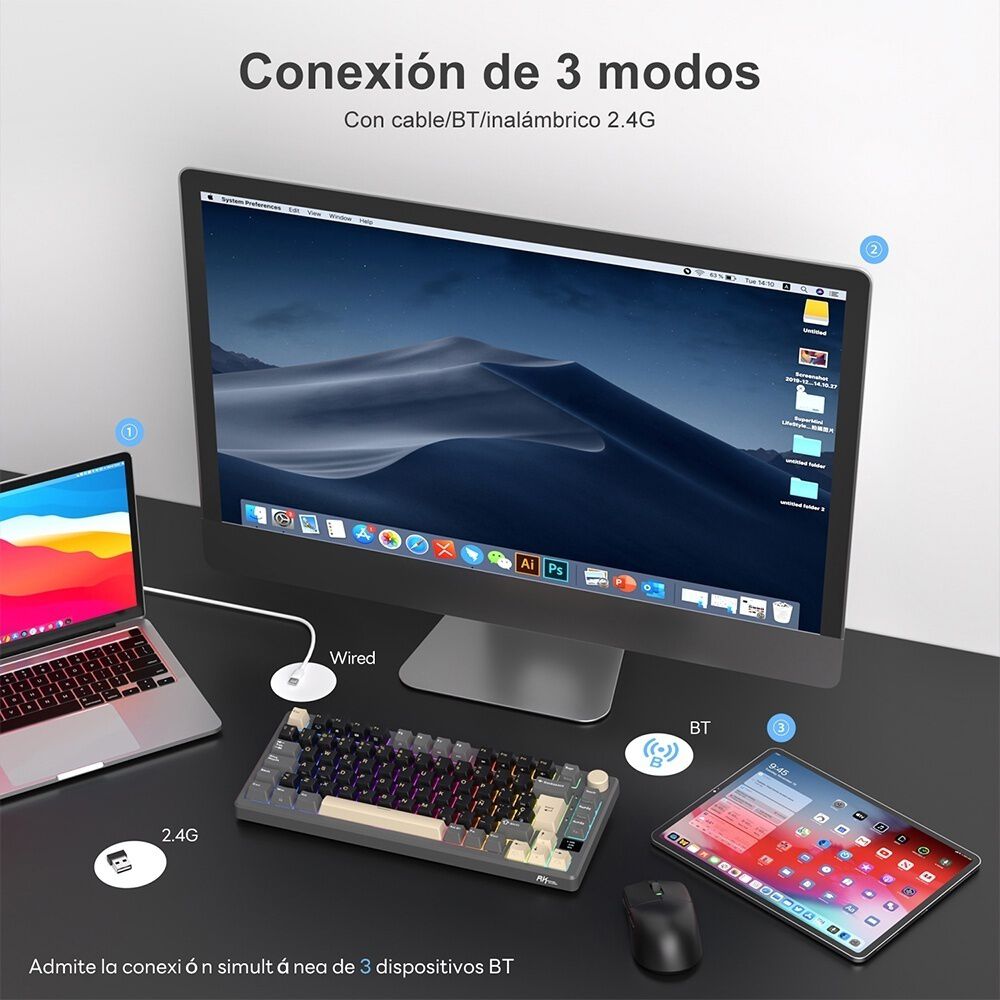 Teclado Mecánico Inalámbrico Rkm75 Phantom 75% Español image number 3.0
