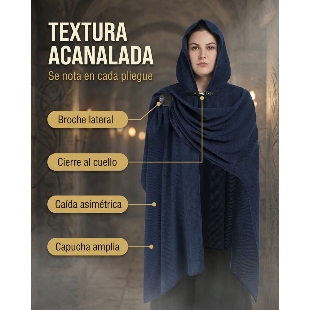 Disfraz Capa Con Capucha Medieval Con Broche Para Cosplay Halloween Y Teatro Unisex image number 20.0