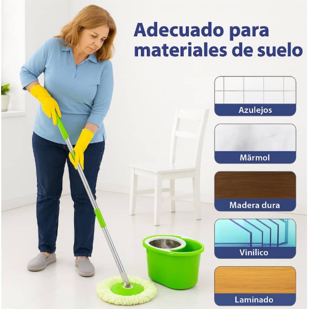 2 Mopas Giratoria 360&deg; Trapeador Canasto Met&aacute;lico Con Pa&ntilde;os image number 19.0