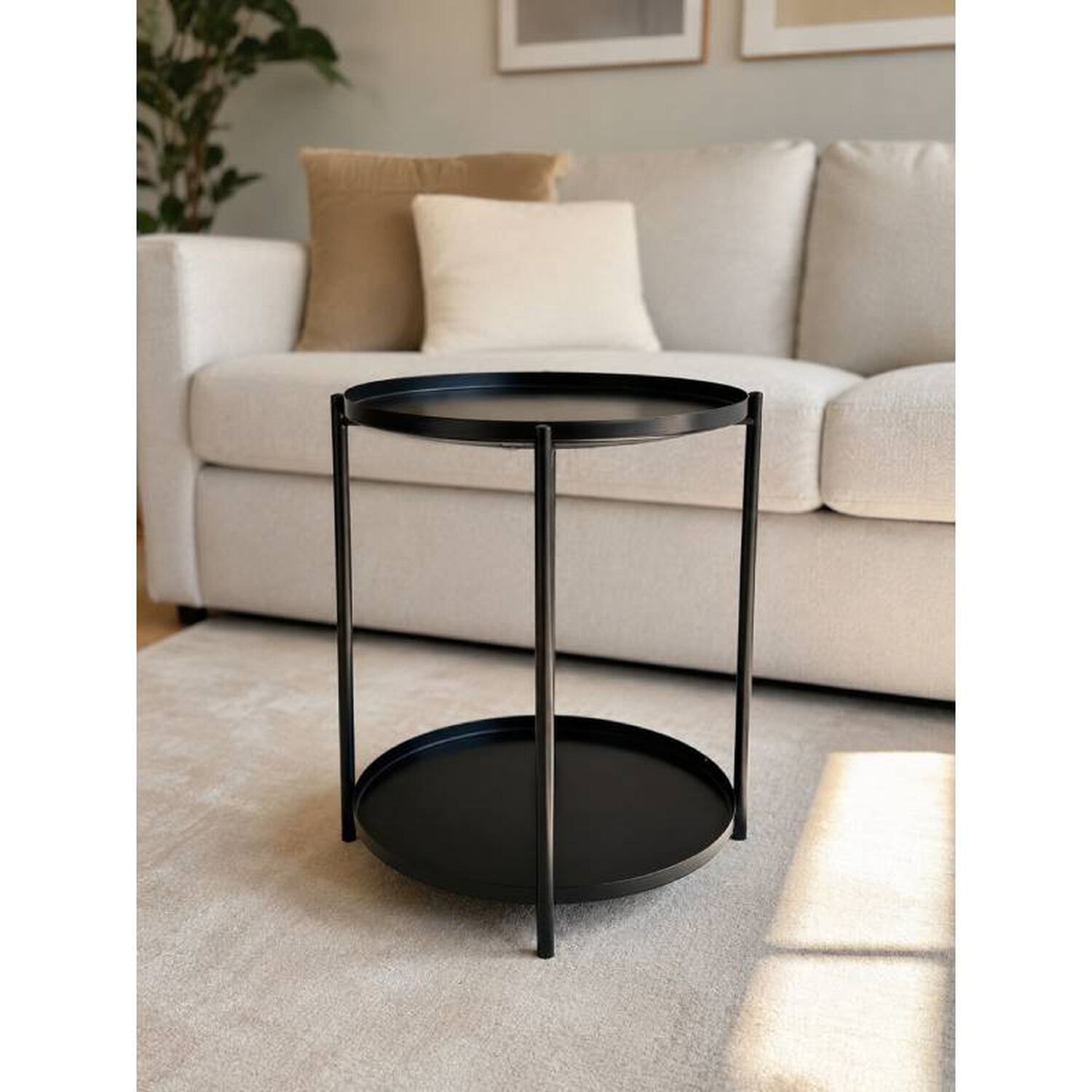 Mesa Lateral Negra Dise&ntilde;o Moderno Metal image number 1.0