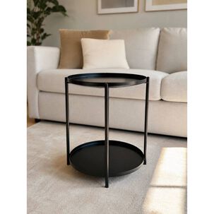 Mesa Lateral Negra Dise&ntilde;o Moderno Metal