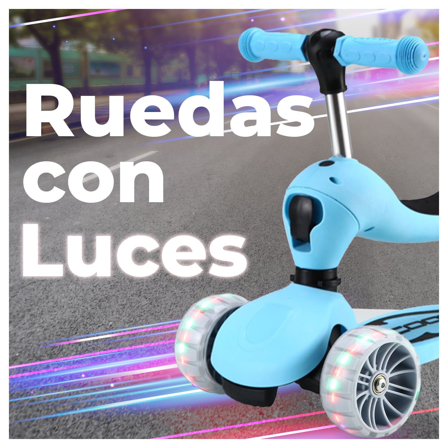 Scooter Monopat&iacute;n 3 En 1 Con Asiento Y Ruedas Azul image number 4.0
