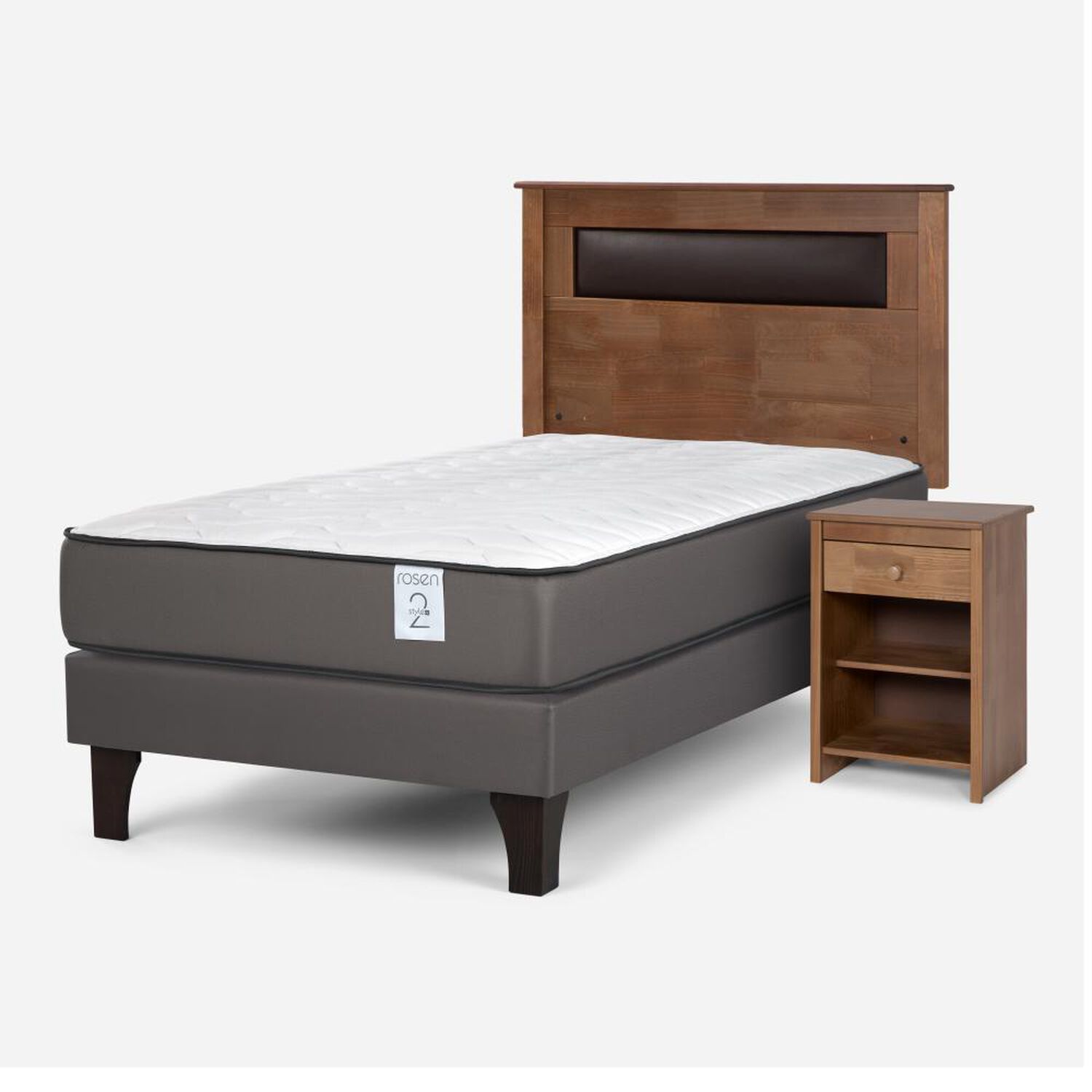 Cama Europea Rosen New Style 2 Plus / 1.5 Plazas / Base Normal + Set De Maderas image number 1.0