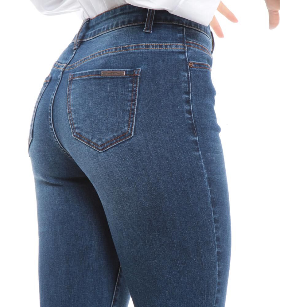 Jeans Pretina Básica Botón Tiro Alto Recto Push Up Mujer Wados image number 3.0