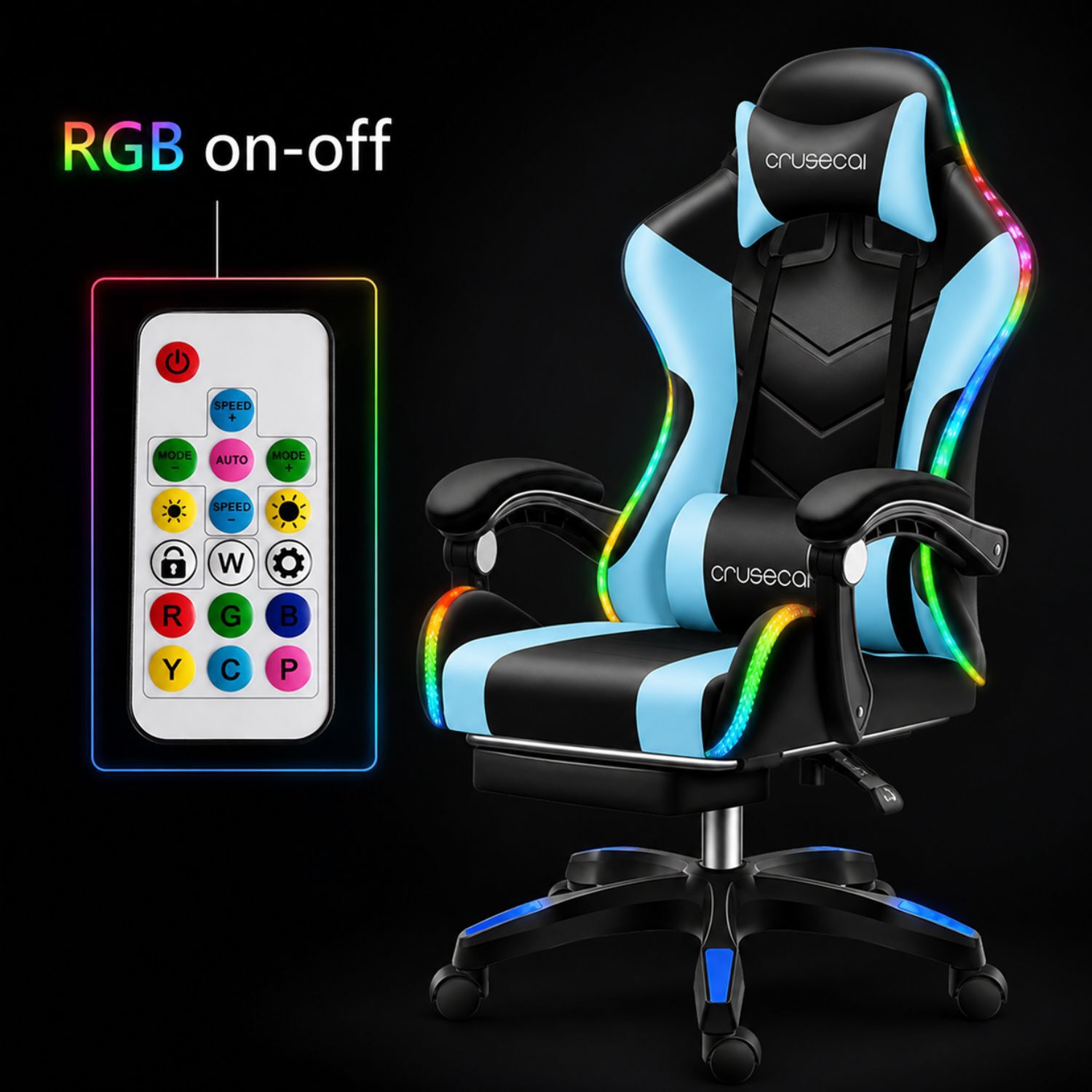 Silla Gamer Con Luz Rgb Reposapi&eacute;s Y Masajeador Reclinable image number 3.0