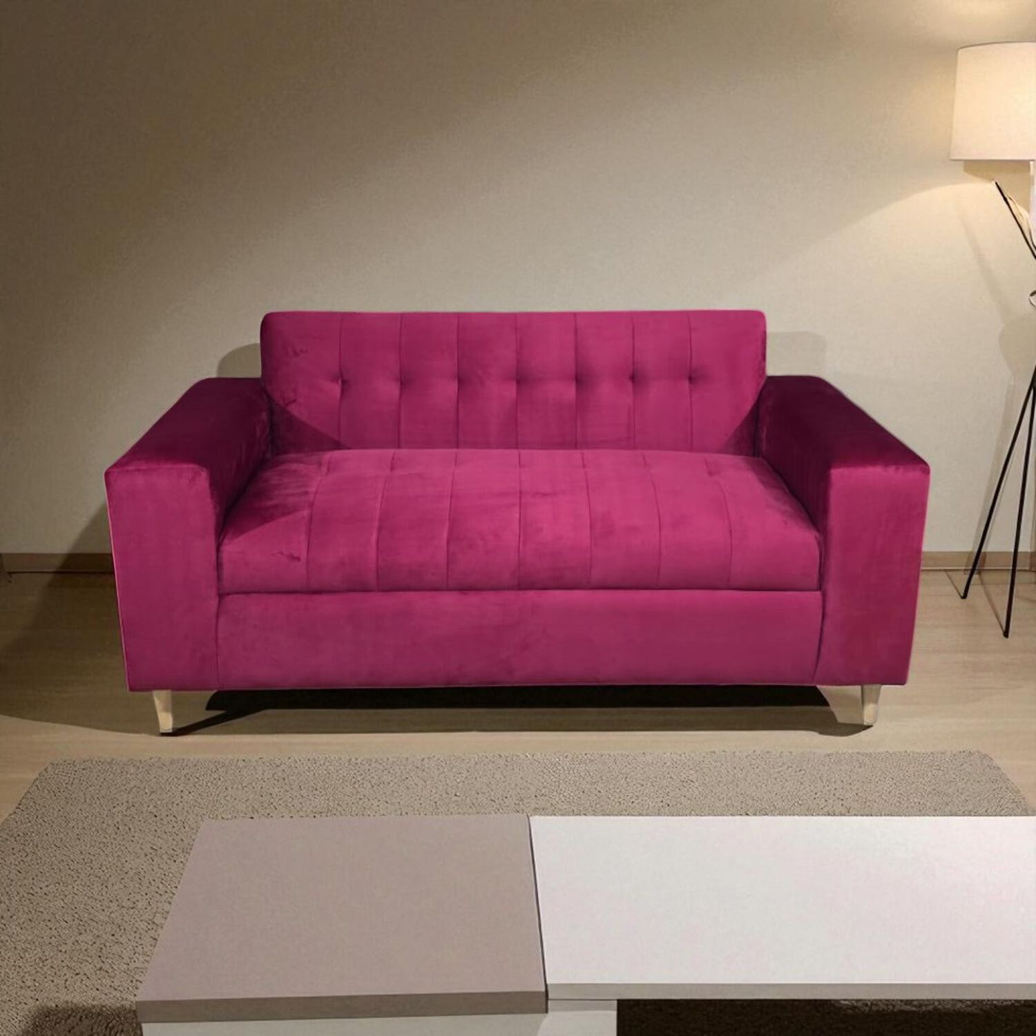Sofa Dos Cuerpos Felpa Burdeo image number 1.0