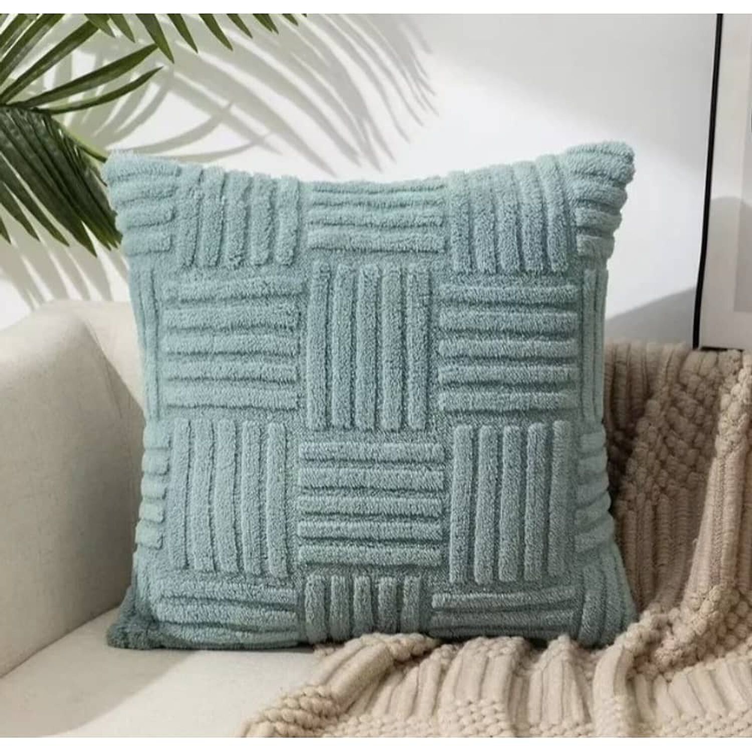 Funda Para Cojin Peludo Plush Medida 45x45cm Decoracion Celeste image number 3.0